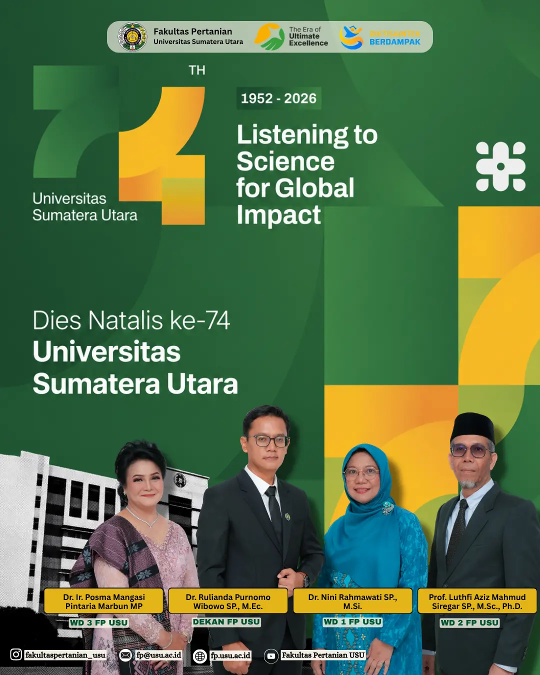 Faculty of Agriculture USU Extends Congratulations on the 74th Anniversary of Universitas Sumatera Utara